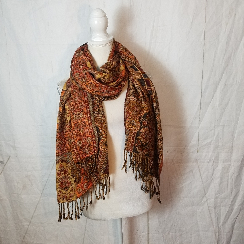 Bohemian Paisley Scarf with Fringe